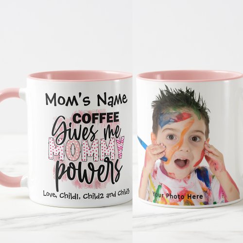 Coffee Gives Me Mommy Powers Customizable Photo Mug