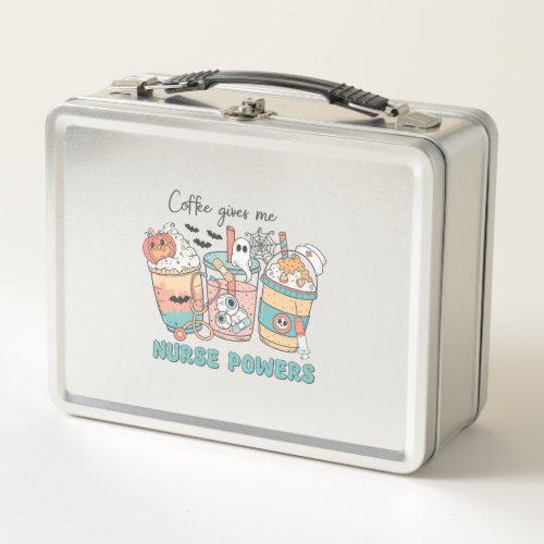 Coffee Gives Me Nurse Power Halloween Metal Lunch Box