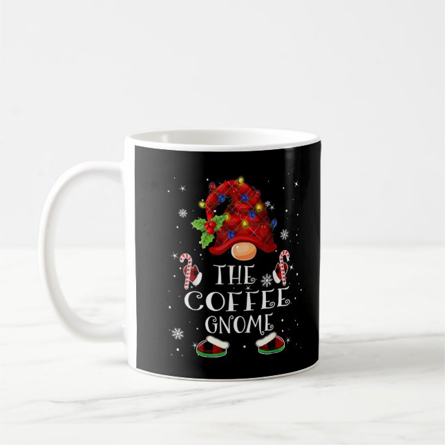 Coffee Gnome Buffalo Plaid Christmas Tree Light T- Mug (Left)