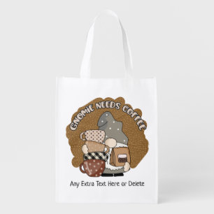 Coffee Gnome Coffee Lovers Cute Funny Gnomie Grocery Bag