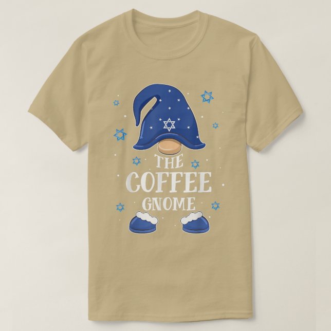 Coffee Gnome Hanukkah Jewish Matching Family Xmas  T-Shirt (Design Front)