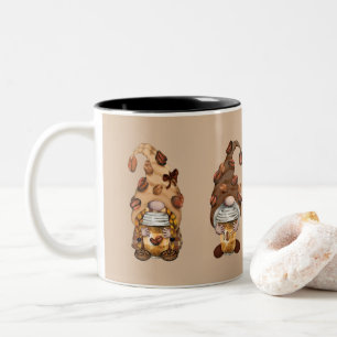 Coffee Gnomes Brown Tan Cute Trendy Woodland Two-Tone Coffee Mug