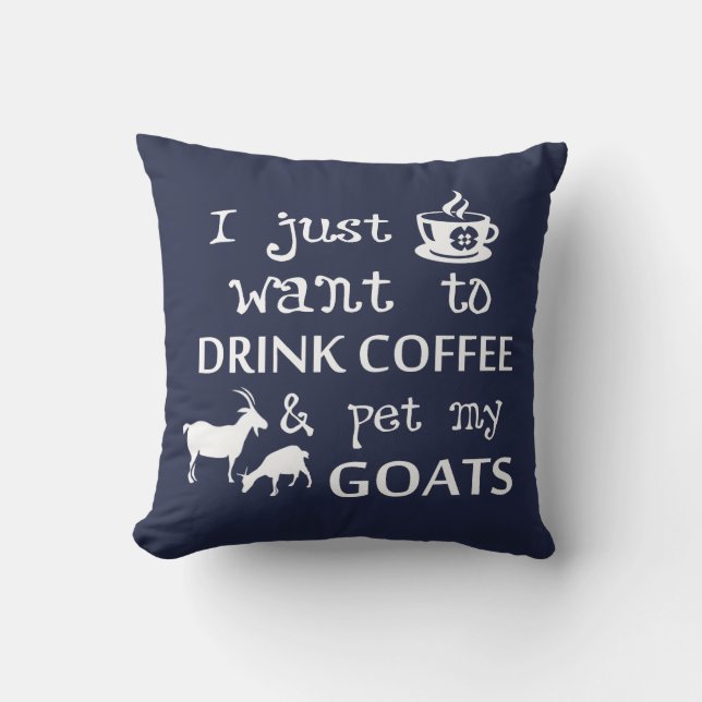Coffee & Goats Throw Pillow (Front)