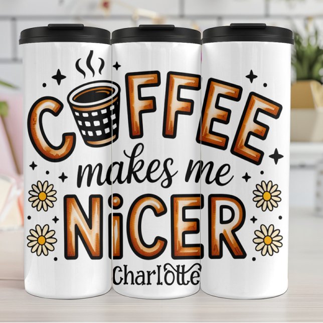 Coffee & Good Vibes" - Whimsical Graphic Thermal Tumbler (Creator Uploaded)