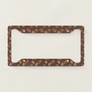 Coffee Grains Beans Dark Roast Brown Caffeine License Plate Frame