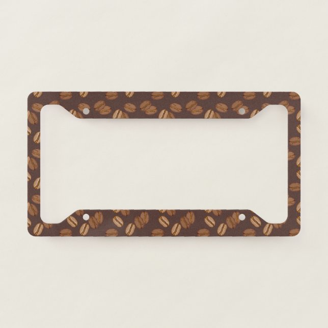 Coffee Grains Beans Dark Roast Brown Caffeine License Plate Frame (Front)