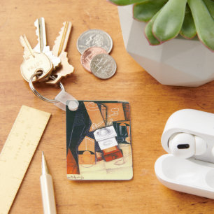Coffee Grinder by Juan Gris, Vintage Cubism Art Keychain