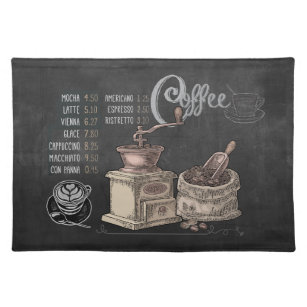 1pc Chalkboard Coffee Pattern Placemat, Beverage Themed Coffee Mat