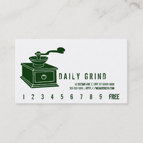 Coffee Grinder / Loyalty Punch Business Cards