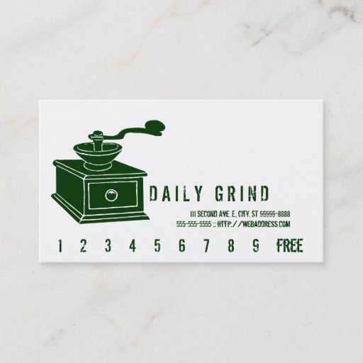 Customizable Coffee Grinder / Loyalty Punch Business Cards