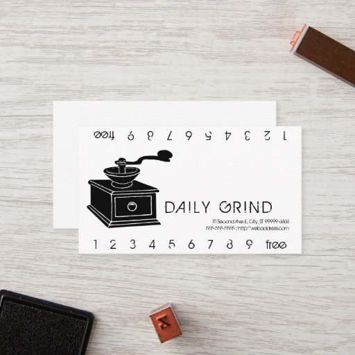 Customizable Coffee Grinder / Loyalty Punch Business Card