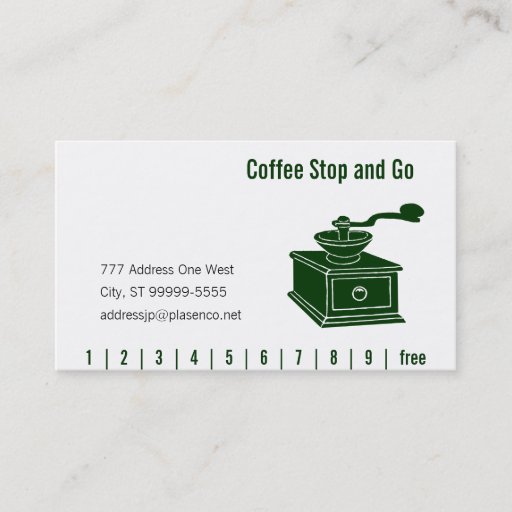 Customizable Coffee Grinding Punch &amp; Loyalty Business Card