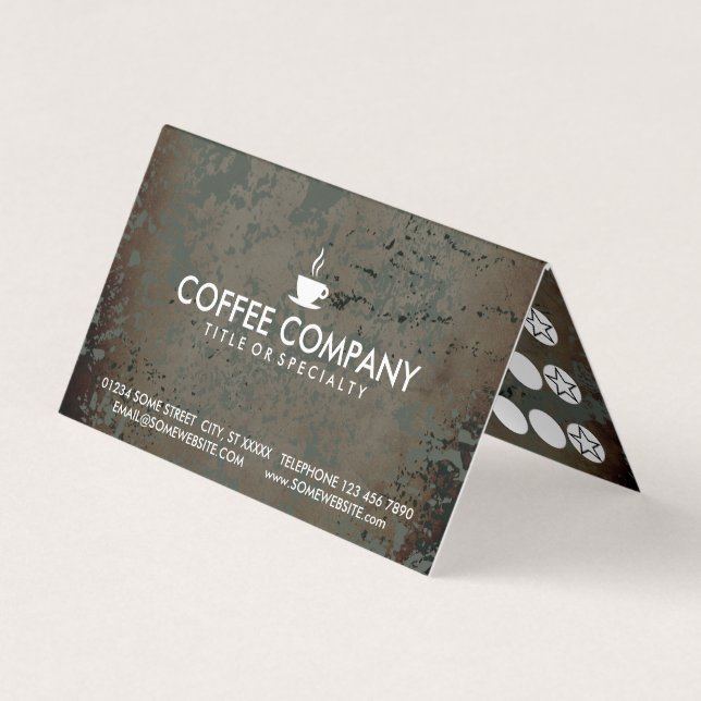 coffee grunge folded loyalty stamp card (Front)