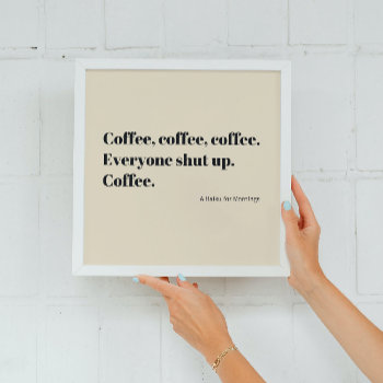 Coffee Haiku For Mornings Black Typography Faux Canvas Print by stineshop at Zazzle