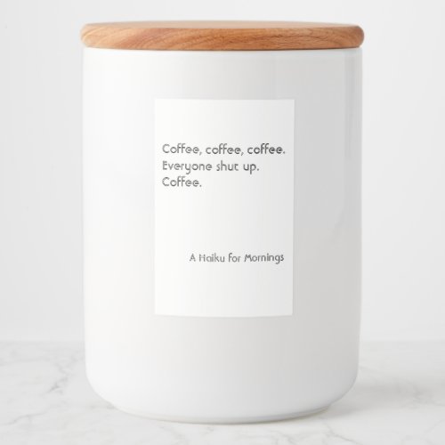 Coffee Haiku for Mornings black Typography Food Label