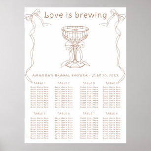 Coffee Hand Drawn Bridal shower seating chart