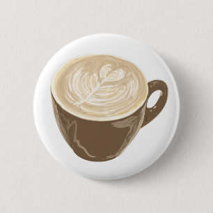 coffee heart art button