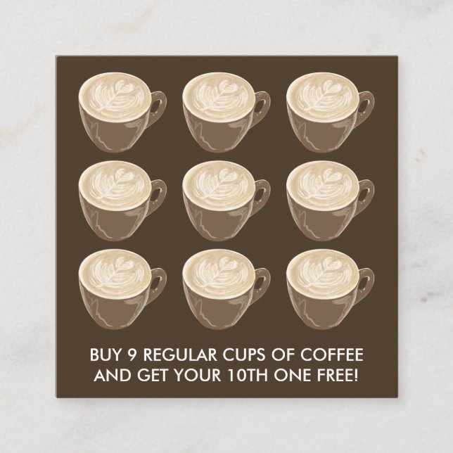 coffee heart art square business card (Front)