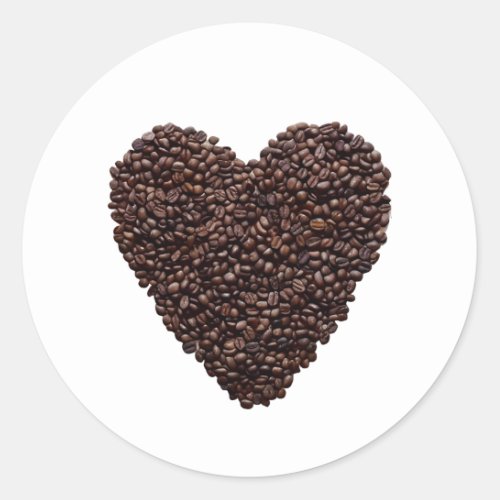 Coffee Heart Classic Round Sticker