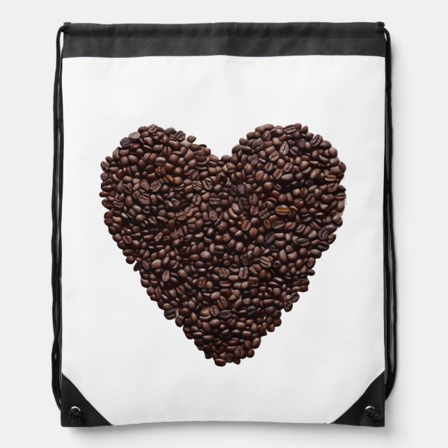 Coffee Heart Drawstring Bag (Front)