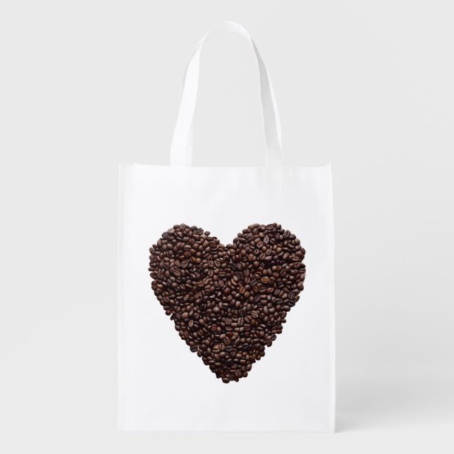 Coffee Heart Grocery Bag (Front)