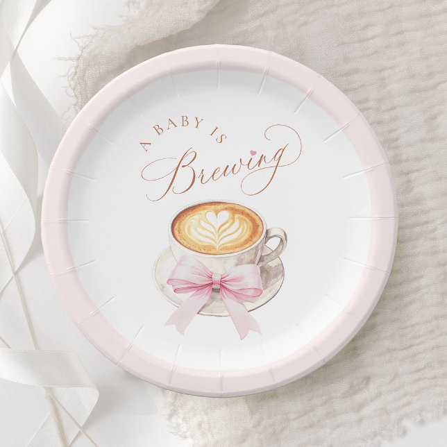 Coffee Heart Latte Baby Shower Paper Plates (Creator Uploaded)
