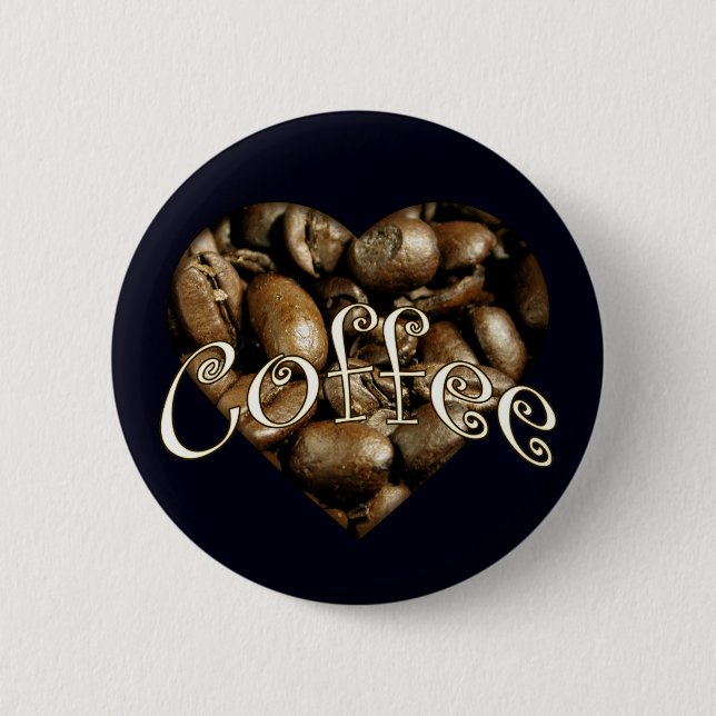 Coffee Heart Pinback Button (Front)