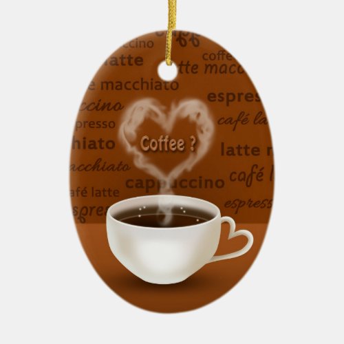 Coffee Heart Shaped Smoke Ceramic Ornament