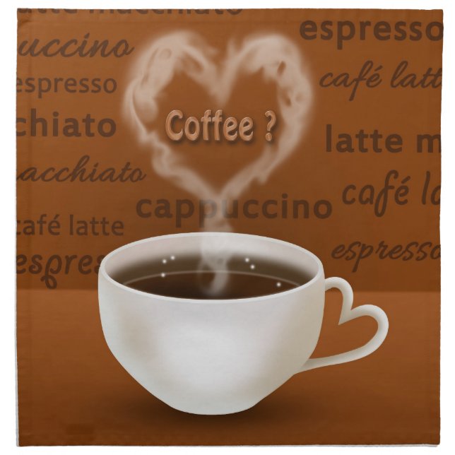 Coffee? Heart Shaped Smoke Cloth Napkin (Front)