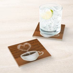 Coffee? Heart Shaped Smoke Glass Coaster