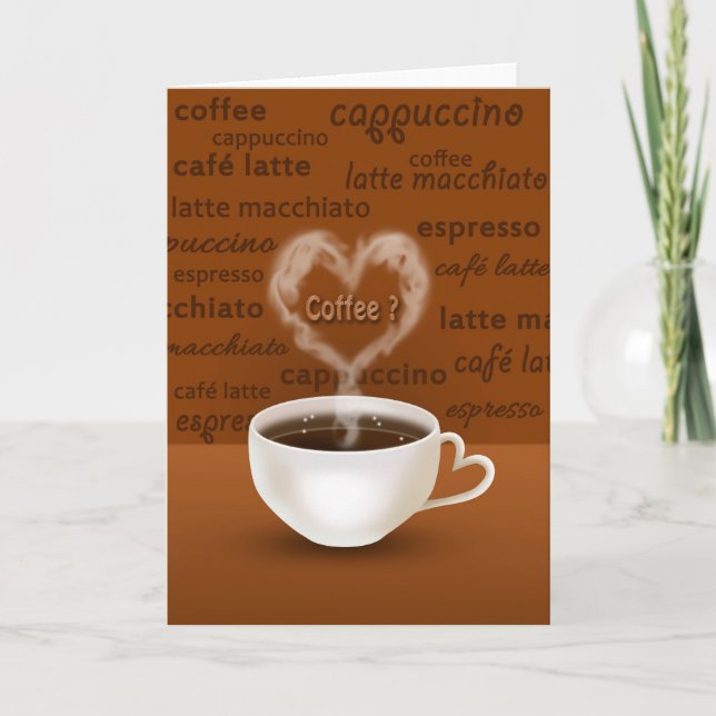 Coffee? Heart Shaped Smoke Holiday Card (Front)
