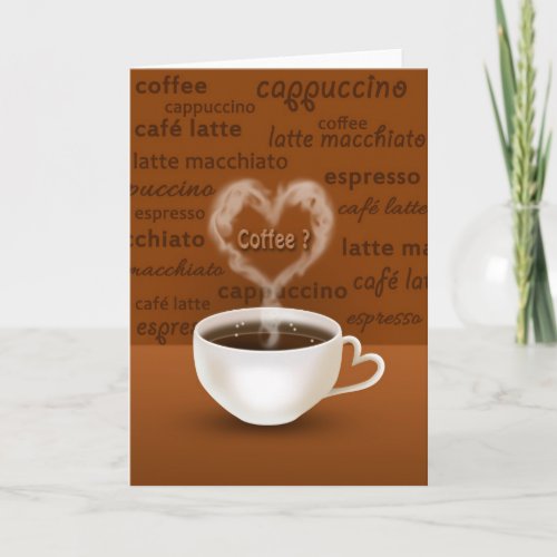 Coffee Heart Shaped Smoke Holiday Card