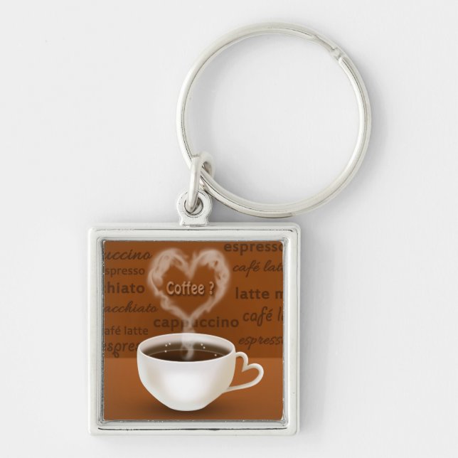 Coffee? Heart Shaped Smoke Keychain (Front)