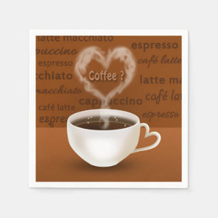 Coffee? Heart Shaped Smoke Paper Napkins