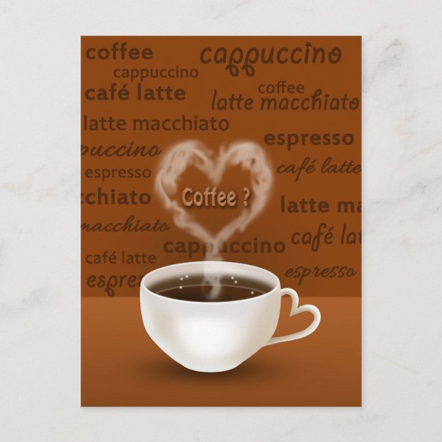 Coffee? Heart Shaped Smoke Postcard (Front)