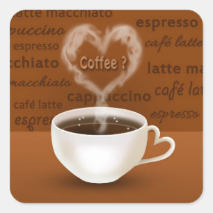 Coffee? Heart Shaped Smoke Square Sticker