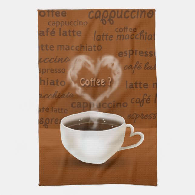 Coffee? Heart Shaped Smoke Towel (Vertical)