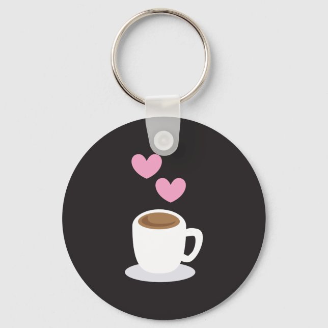Coffee Hearts on black Keychain (Front)