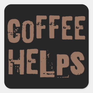 coffee helps funny retro typography cafe saying square sticker