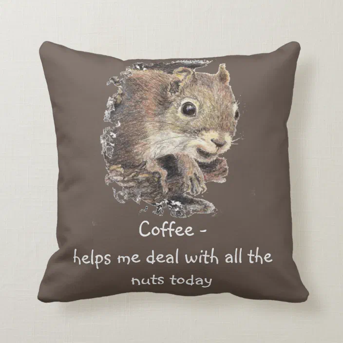 16x16 Multicolor Love Squirrels Gifts Cute Squirrel Lover Illustration Gifts Throw Pillow 