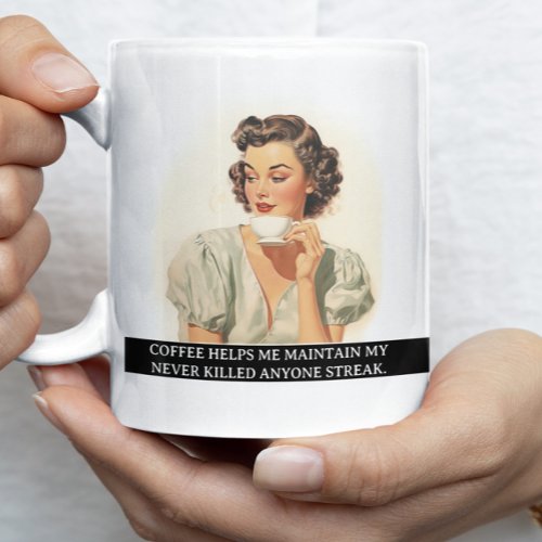 Coffee Helps Me Funny Retro 50s Saying Coffee Mug