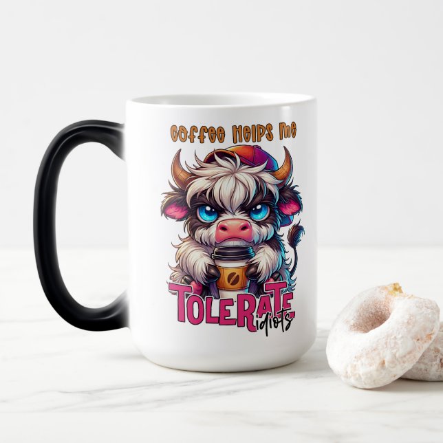 Coffee Helps Me Tolerate Idiots  Color Morph Mug (With Donut)