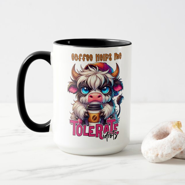 Coffee Helps Me Tolerate Idiots  Mug (With Donut)