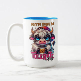 Coffee Helps Me Tolerate Idiots Two-Tone Coffee Mug