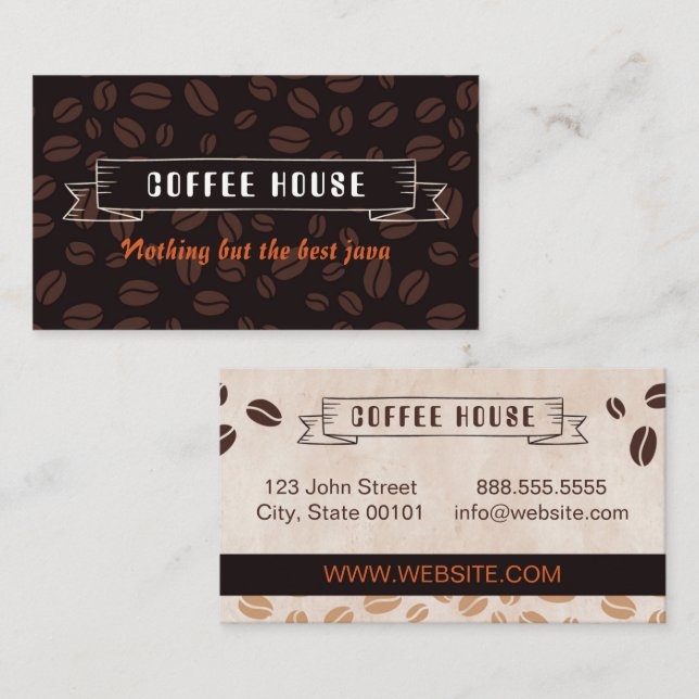 Coffee House Beans Business Card (Front/Back)