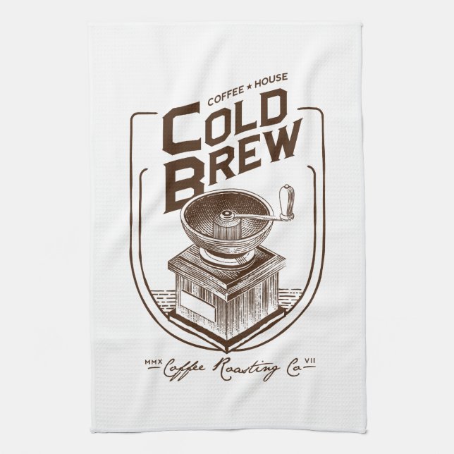 Coffee House Cold Brew Coffee Roasting Company Kitchen Towel (Vertical)