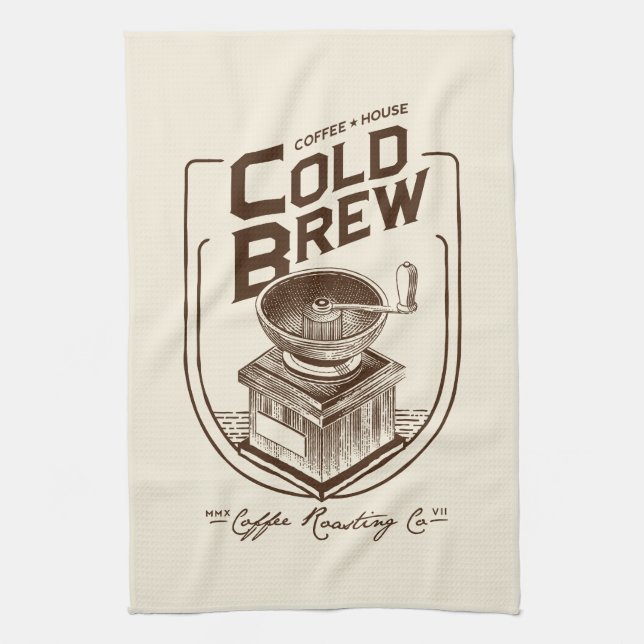 Coffee House Cold Brew Coffee Roasting Company Kitchen Towel (Vertical)
