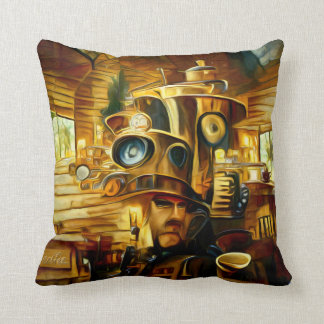 Coffee House Donuts Steampunk Throw Pillow