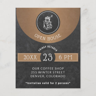 Coffee House Logo Open House Copper and Black Flyer