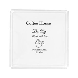 Coffee house made with love add text website socia acrylic tray